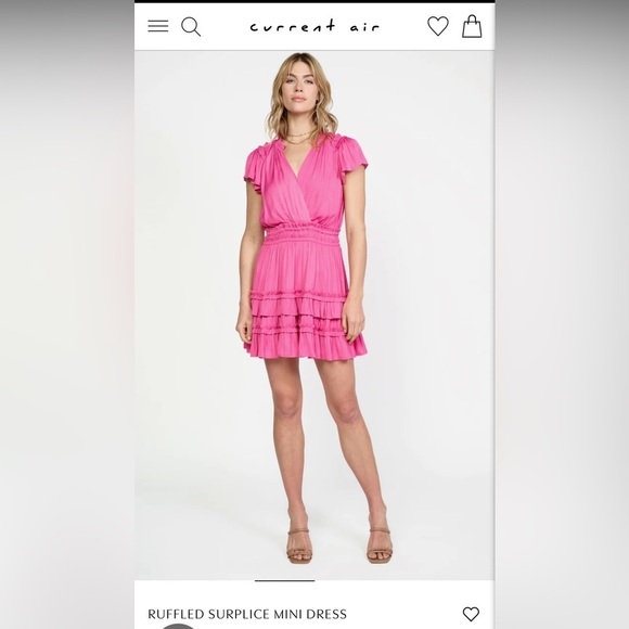 Current Air Fuchsia Pink Surplice Mini Dress NWT size Large - Picture 2 of 6